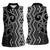 Maori Taniko Patterns Women Sleeveless Polo Shirt Black Patiki Motifs Mix Whakairo Ngaru