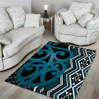 Maori Taniko Patterns Area Rug Azure Patiki Motifs Mix Whakairo Ngaru LT7 - Polynesian Pride