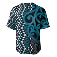 Maori Taniko Patterns Baseball Jersey Azure Patiki Motifs Mix Whakairo Ngaru LT7 - Polynesian Pride