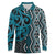Maori Taniko Patterns Long Sleeve Polo Shirt Azure Patiki Motifs Mix Whakairo Ngaru