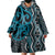 Maori Taniko Patterns Wearable Blanket Hoodie Azure Patiki Motifs Mix Whakairo Ngaru