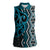 Maori Taniko Patterns Women Sleeveless Polo Shirt Azure Patiki Motifs Mix Whakairo Ngaru