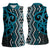 Maori Taniko Patterns Women Sleeveless Polo Shirt Azure Patiki Motifs Mix Whakairo Ngaru
