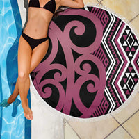Maori Taniko Patterns Beach Blanket Pink Patiki Motifs Mix Whakairo Ngaru