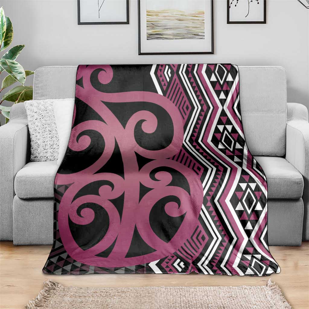 Maori Taniko Patterns Blanket Pink Patiki Motifs Mix Whakairo Ngaru LT7 - Polynesian Pride