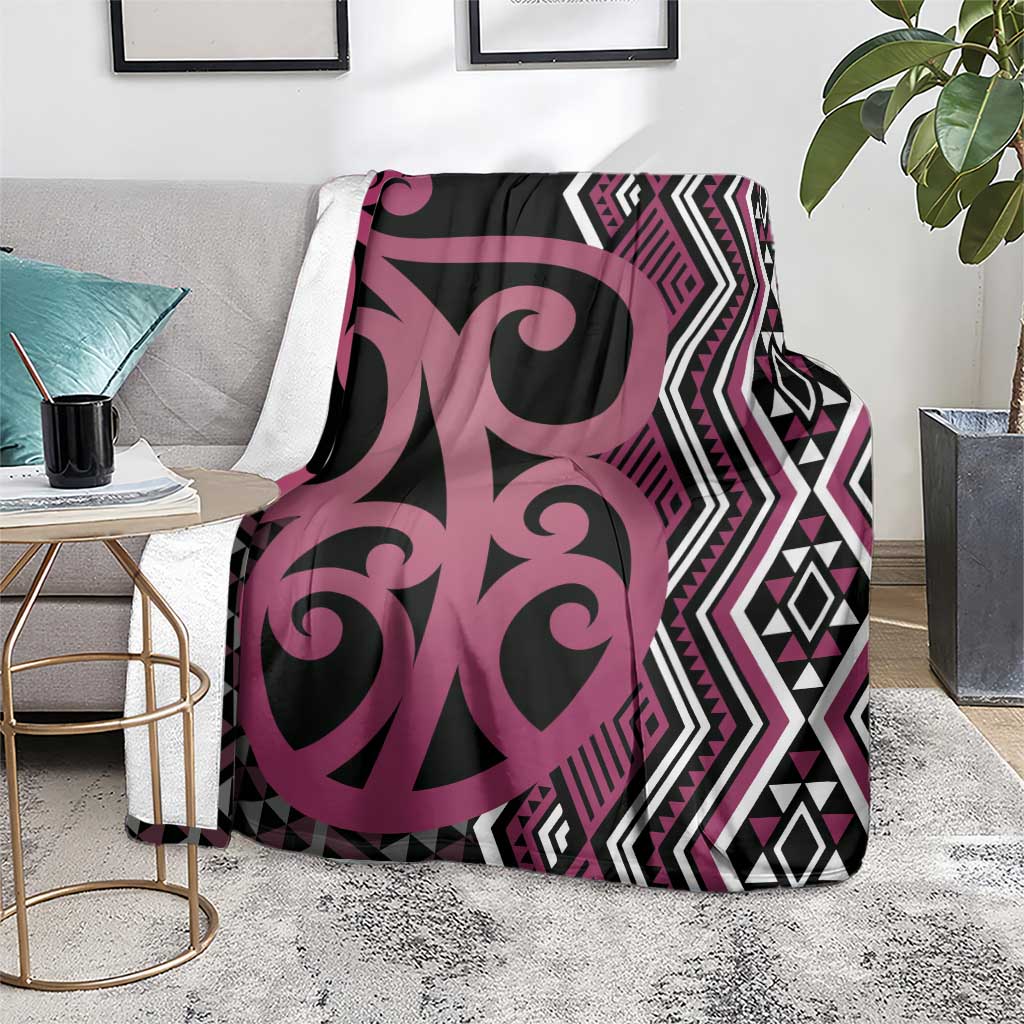 Maori Taniko Patterns Blanket Pink Patiki Motifs Mix Whakairo Ngaru LT7 - Polynesian Pride