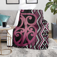 Maori Taniko Patterns Blanket Pink Patiki Motifs Mix Whakairo Ngaru LT7 - Polynesian Pride
