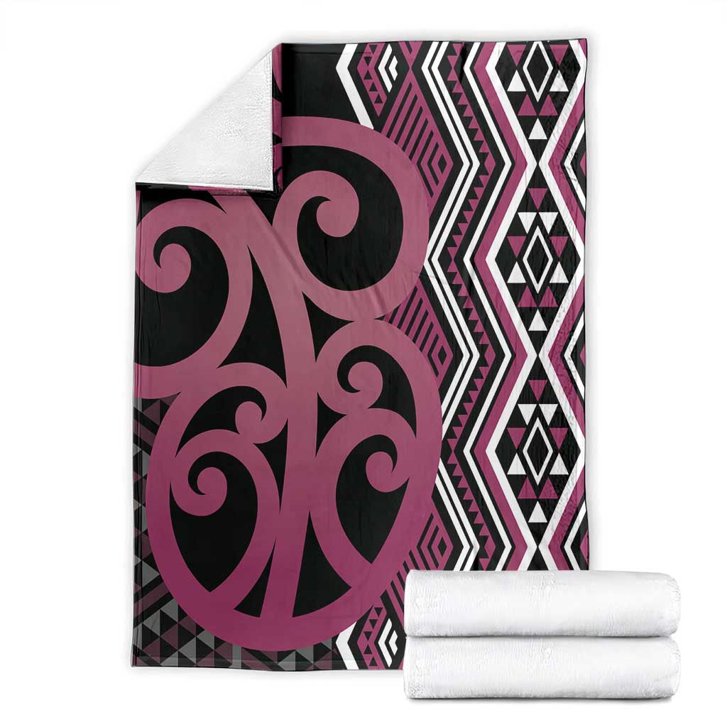 Maori Taniko Patterns Blanket Pink Patiki Motifs Mix Whakairo Ngaru LT7 - Polynesian Pride