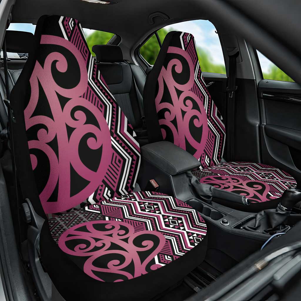 Maori Taniko Patterns Car Seat Cover Pink Patiki Motifs Mix Whakairo Ngaru LT7 One Size Pink - Polynesian Pride