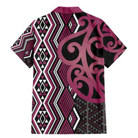 Maori Taniko Patterns Family Matching Mermaid Dress and Hawaiian Shirt Pink Patiki Motifs Mix Whakairo Ngaru LT7 - Polynesian Pride