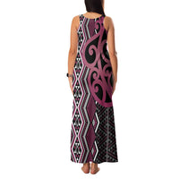 Maori Taniko Patterns Family Matching Tank Maxi Dress and Hawaiian Shirt Pink Patiki Motifs Mix Whakairo Ngaru LT7 - Polynesian Pride