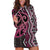 Maori Taniko Patterns Hoodie Dress Pink Patiki Motifs Mix Whakairo Ngaru