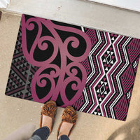 Maori Taniko Patterns Rubber Doormat Pink Patiki Motifs Mix Whakairo Ngaru
