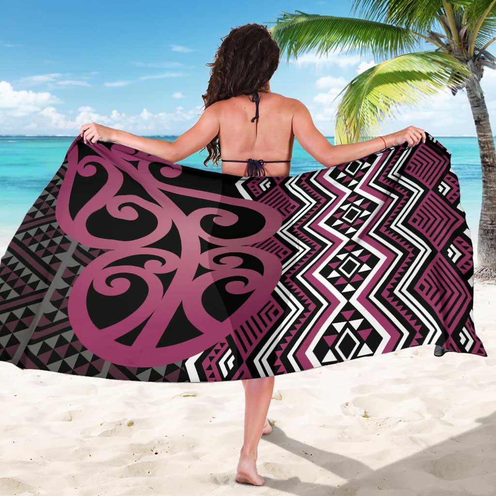 Maori Taniko Patterns Sarong Pink Patiki Motifs Mix Whakairo Ngaru LT7 - Polynesian Pride