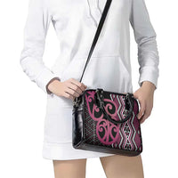 Maori Taniko Patterns Shoulder Handbag Pink Patiki Motifs Mix Whakairo Ngaru