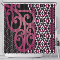 Maori Taniko Patterns Shower Curtain Pink Patiki Motifs Mix Whakairo Ngaru LT7 - Polynesian Pride