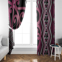 Maori Taniko Patterns Window Curtain Pink Patiki Motifs Mix Whakairo Ngaru LT7 - Polynesian Pride