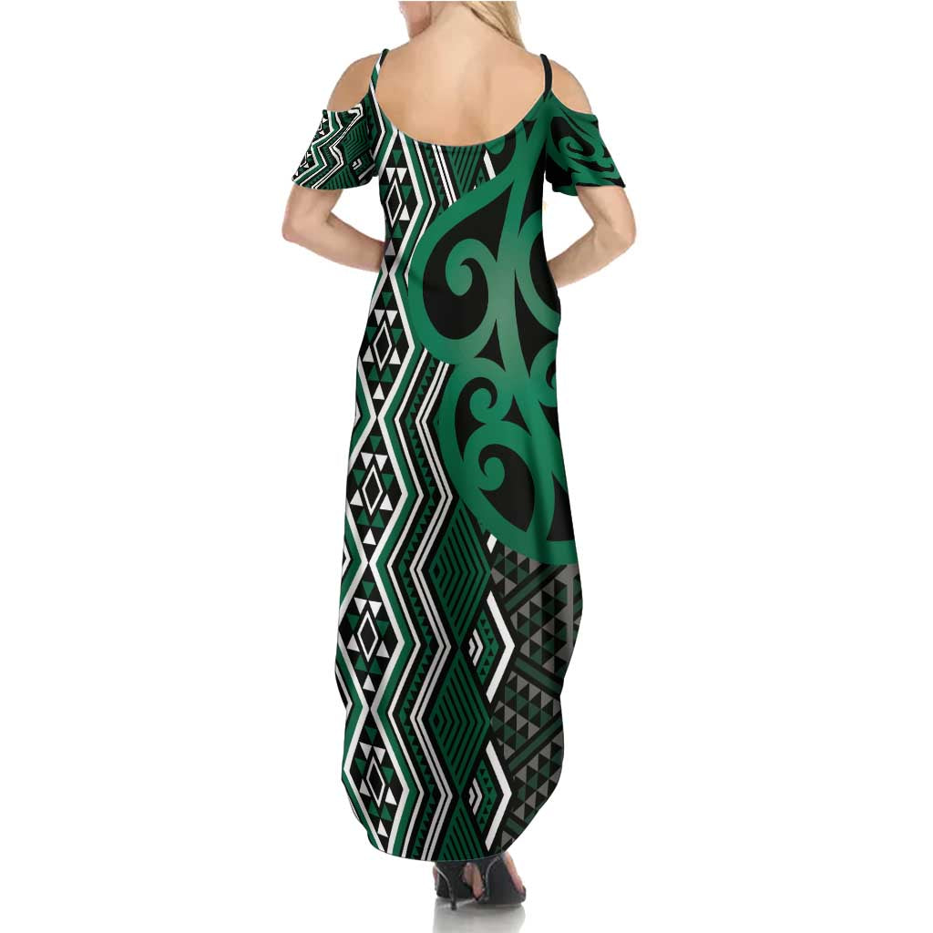 Maori Taniko Patterns Family Matching Summer Maxi Dress and Hawaiian Shirt Pounamu Patiki Motifs Mix Whakairo Ngaru LT7 - Polynesian Pride