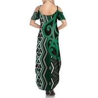 Maori Taniko Patterns Family Matching Summer Maxi Dress and Hawaiian Shirt Pounamu Patiki Motifs Mix Whakairo Ngaru LT7 - Polynesian Pride