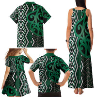 Maori Taniko Patterns Family Matching Tank Maxi Dress and Hawaiian Shirt Pounamu Patiki Motifs Mix Whakairo Ngaru LT7 - Polynesian Pride