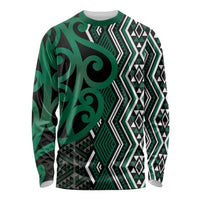 Maori Taniko Patterns Long Sleeve Shirt Pounamu Patiki Motifs Mix Whakairo Ngaru