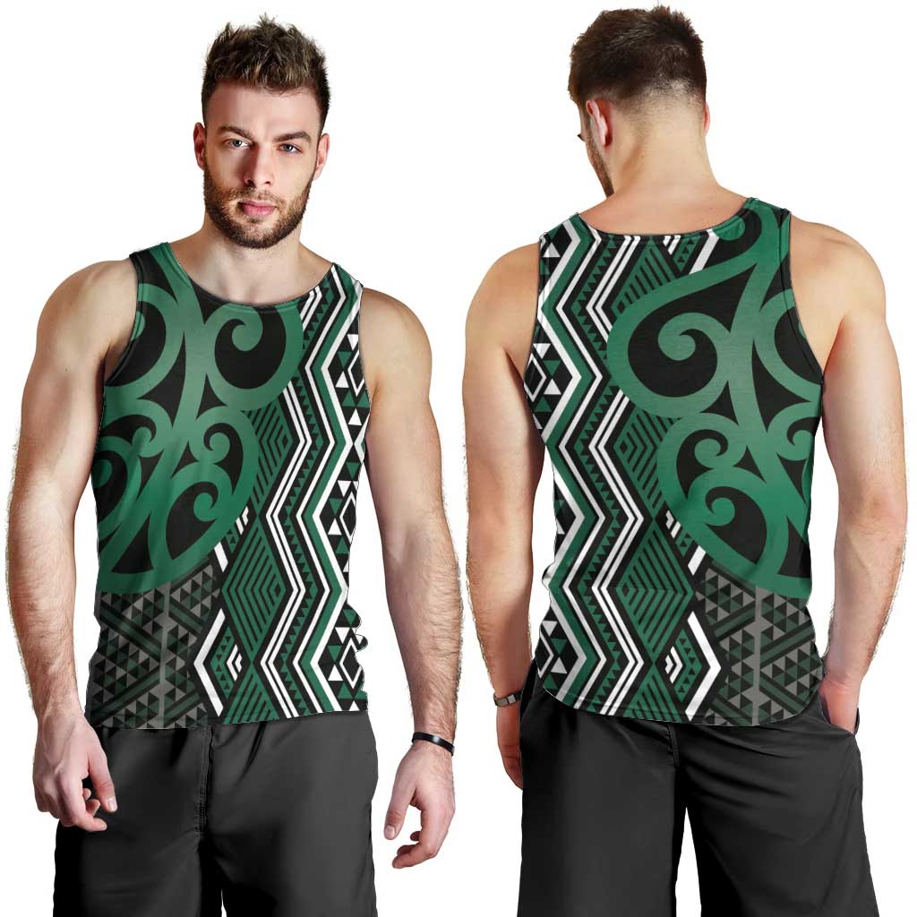 Maori Taniko Patterns Men Tank Top Pounamu Patiki Motifs Mix Whakairo Ngaru