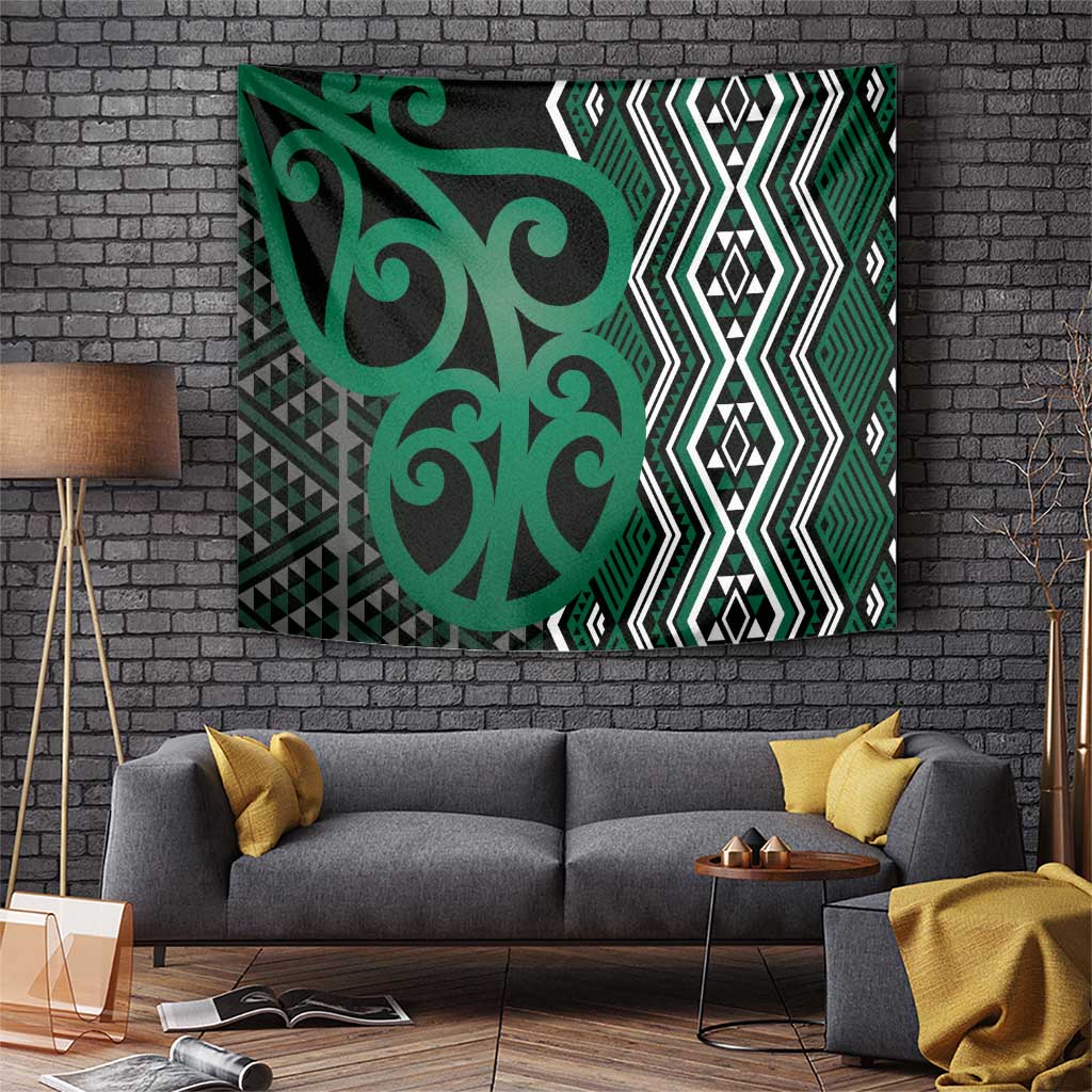 Maori Taniko Patterns Tapestry Pounamu Patiki Motifs Mix Whakairo Ngaru LT7 Green - Polynesian Pride