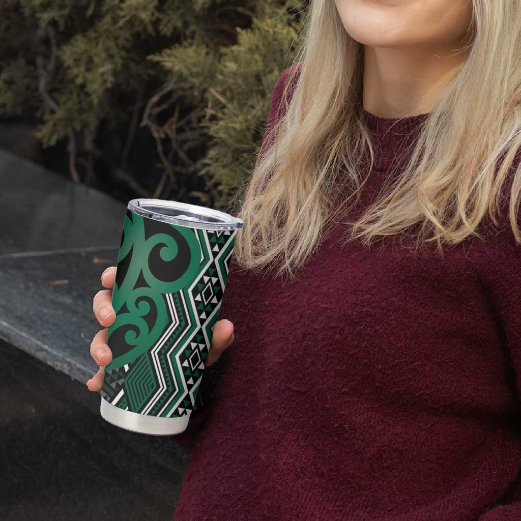 Maori Taniko Patterns Tumbler Cup Pounamu Patiki Motifs Mix Whakairo Ngaru