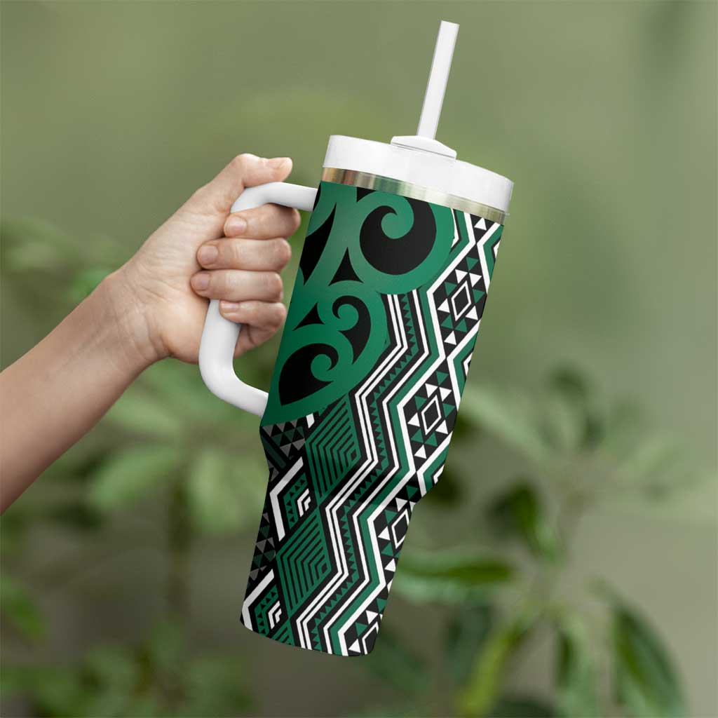 Maori Taniko Patterns Tumbler With Handle Pounamu Patiki Motifs Mix Whakairo Ngaru