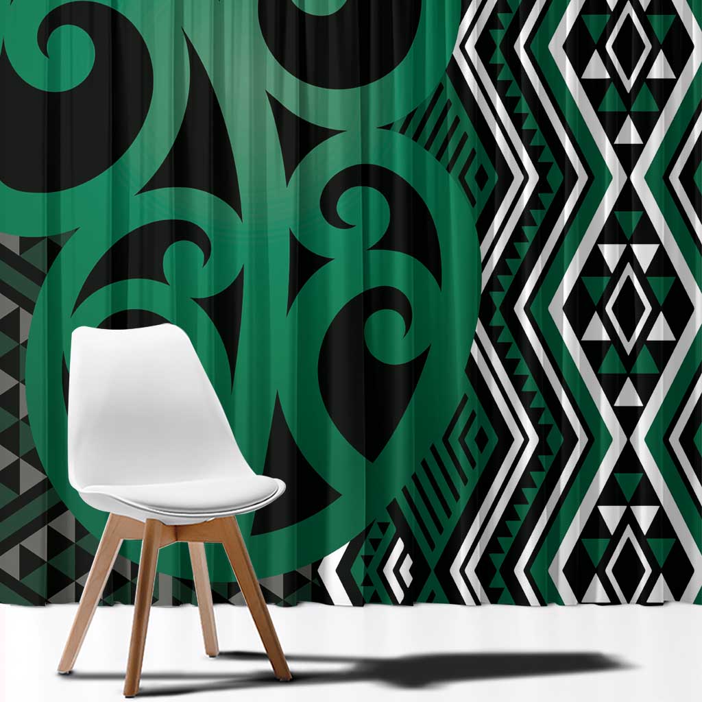 Maori Taniko Patterns Window Curtain Pounamu Patiki Motifs Mix Whakairo Ngaru LT7 - Polynesian Pride