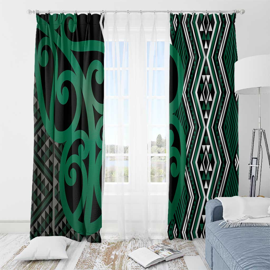 Maori Taniko Patterns Window Curtain Pounamu Patiki Motifs Mix Whakairo Ngaru LT7 - Polynesian Pride