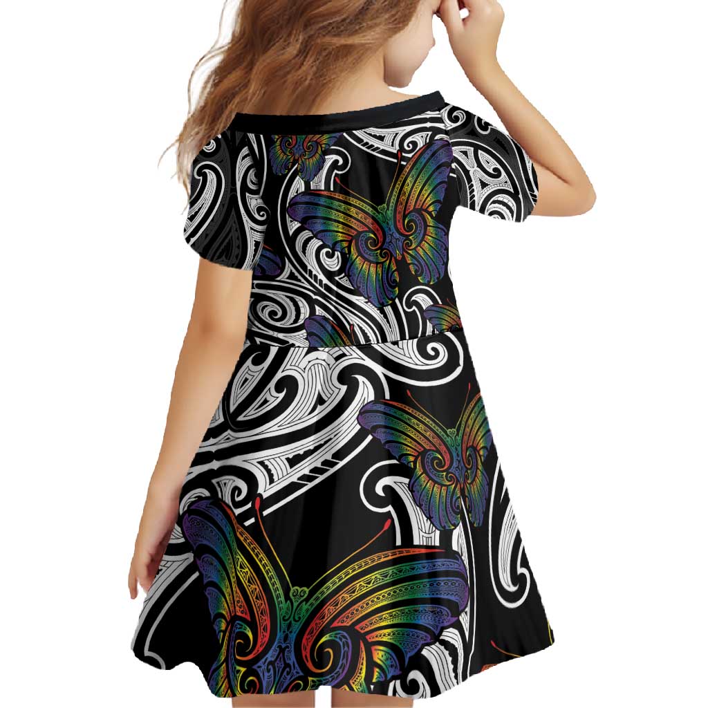 Aotearoa Takatapui Pride Family Matching Off Shoulder Maxi Dress and Hawaiian Shirt Rainbow Butterfly - Free To Love LT7 - Polynesian Pride