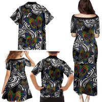 Aotearoa Takatapui Pride Family Matching Puletasi and Hawaiian Shirt Rainbow Butterfly - Free To Love LT7 - Polynesian Pride