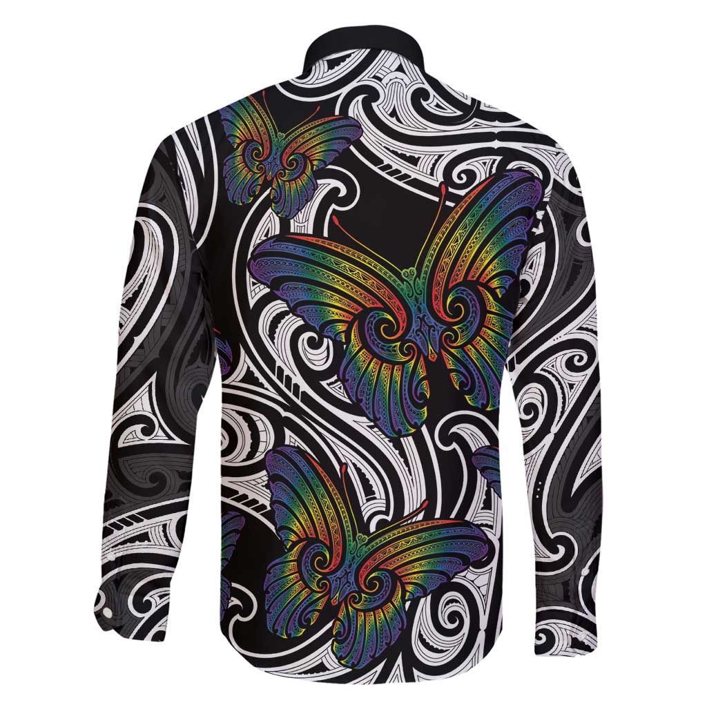Aotearoa Takatapui Pride Family Matching Tank Maxi Dress and Hawaiian Shirt Rainbow Butterfly - Free To Love LT7 - Polynesian Pride