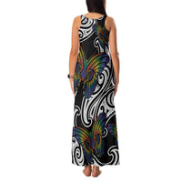 Aotearoa Takatapui Pride Family Matching Tank Maxi Dress and Hawaiian Shirt Rainbow Butterfly - Free To Love LT7 - Polynesian Pride