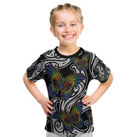 Aotearoa Takatapui Pride Kid T Shirt Rainbow Butterfly - Free To Love