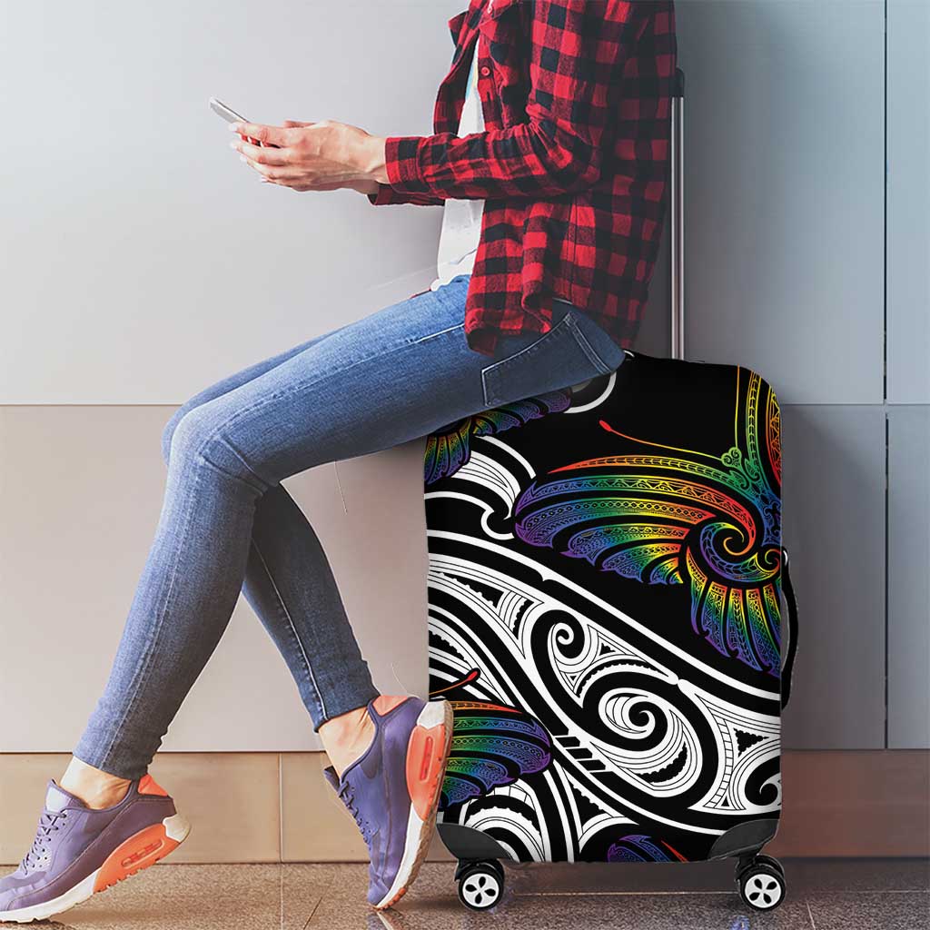 Aotearoa Takatapui Pride Luggage Cover Rainbow Butterfly - Free To Love