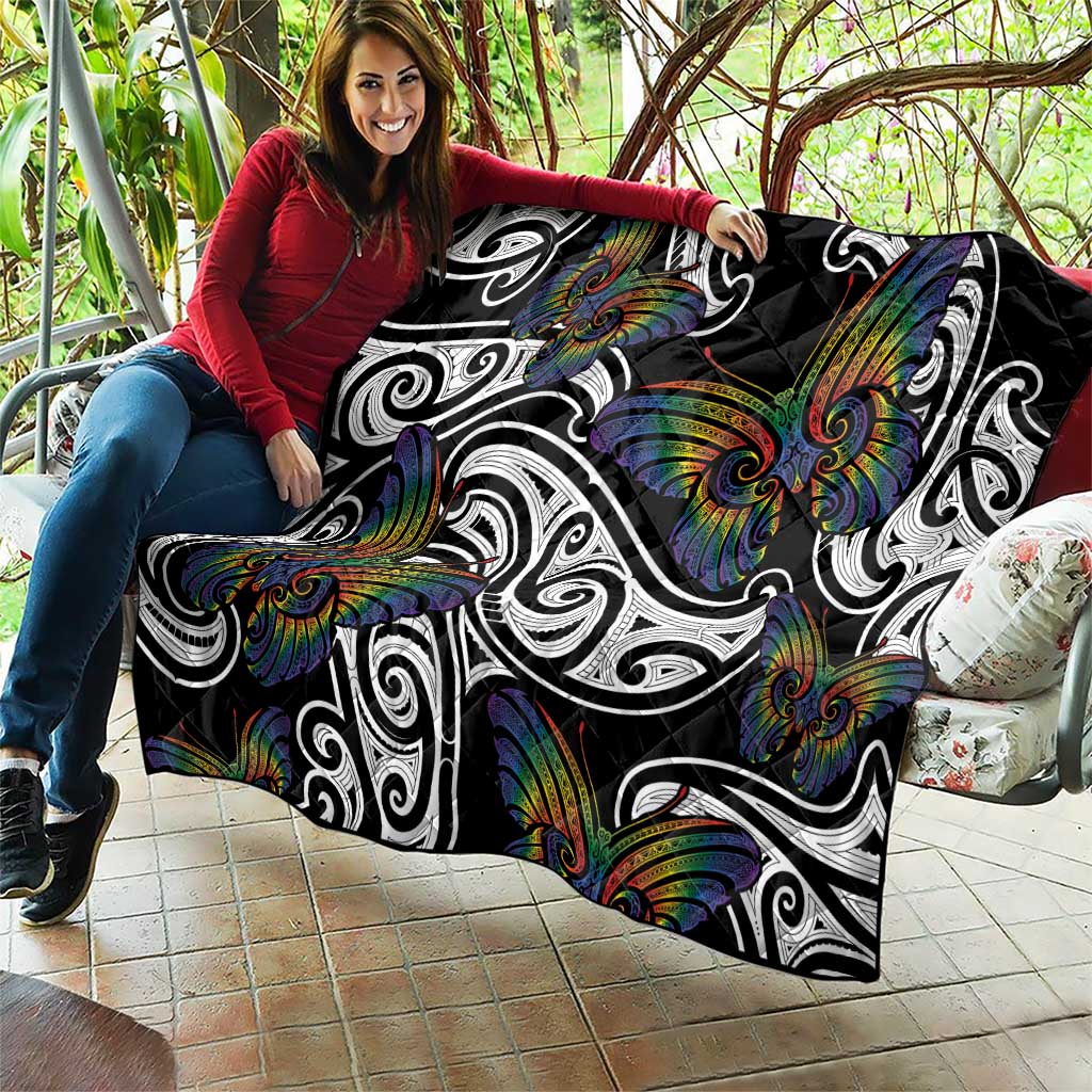 Aotearoa Takatapui Pride Quilt Rainbow Butterfly - Free To Love LT7 - Polynesian Pride