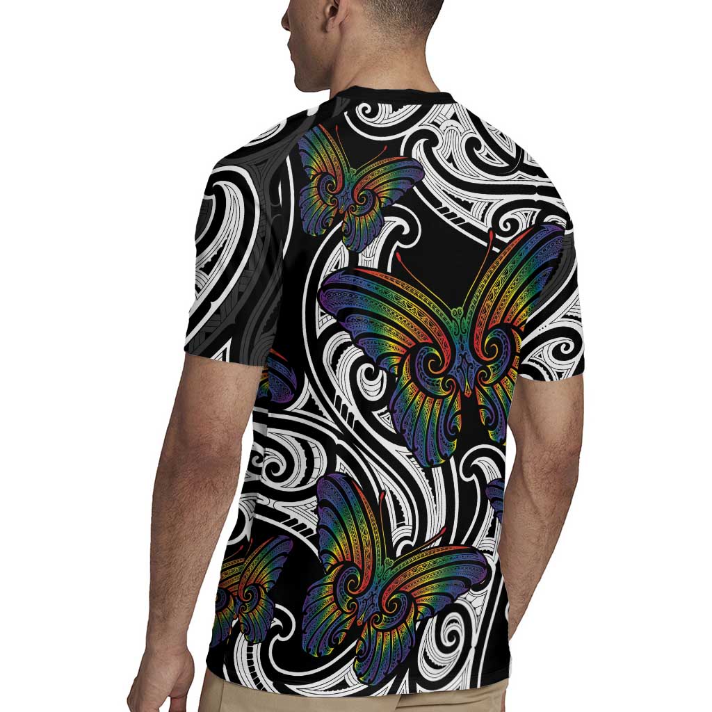 Aotearoa Takatapui Pride Rugby Jersey Rainbow Butterfly - Free To Love LT7 - Polynesian Pride