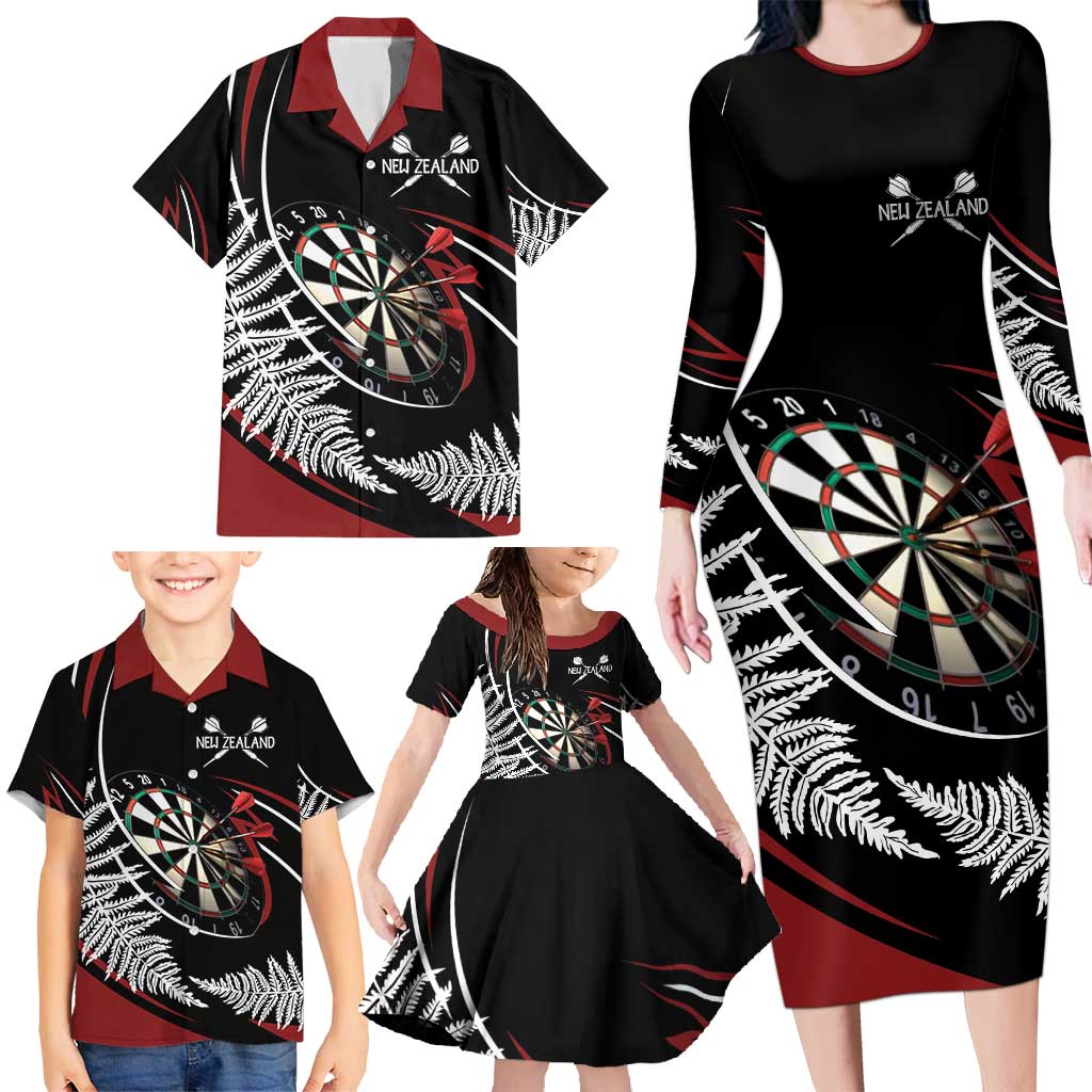 New Zealand Darts Personalised Family Matching Long Sleeve Bodycon Dress and Hawaiian Shirt Silver Fern Dynamic LT7 - Polynesian Pride