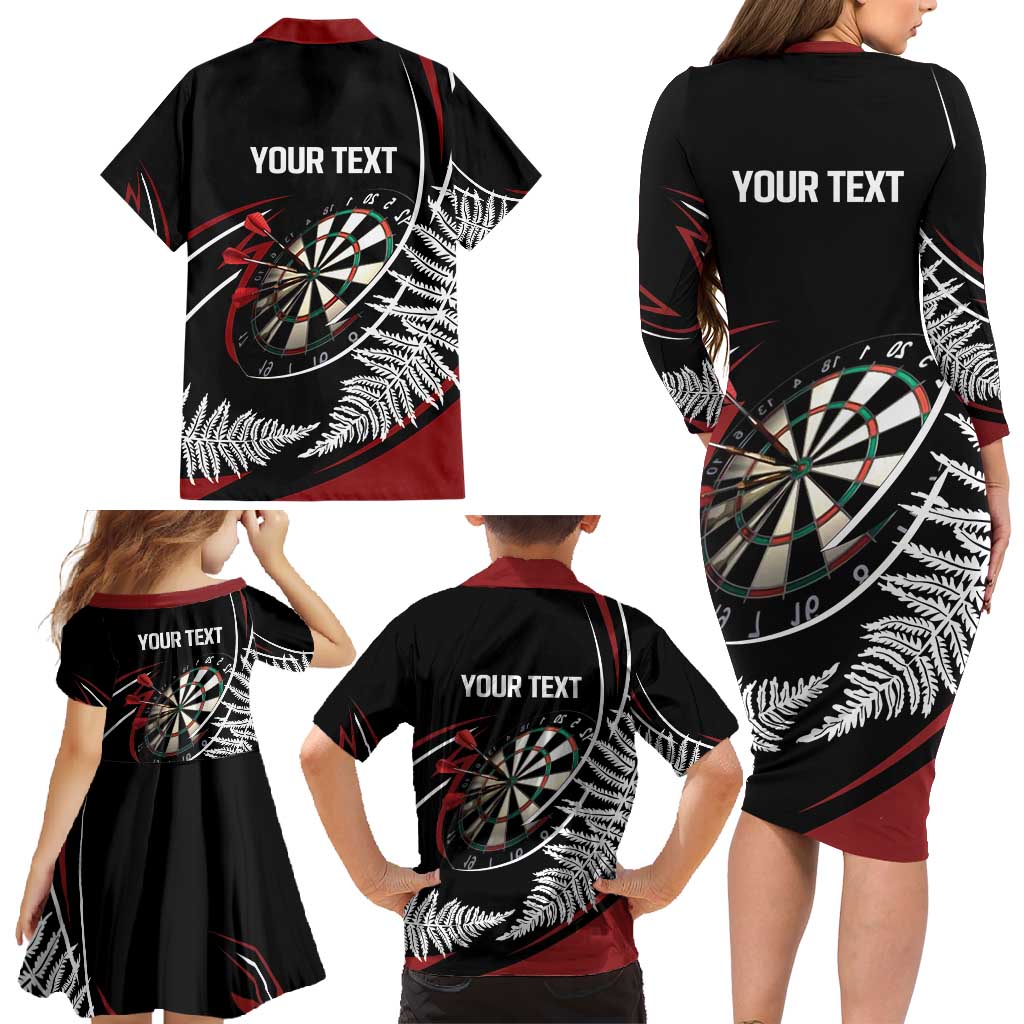 New Zealand Darts Personalised Family Matching Long Sleeve Bodycon Dress and Hawaiian Shirt Silver Fern Dynamic LT7 - Polynesian Pride