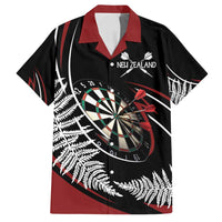 New Zealand Darts Personalised Family Matching Long Sleeve Bodycon Dress and Hawaiian Shirt Silver Fern Dynamic LT7 Dad's Shirt - Short Sleeve Red - Polynesian Pride