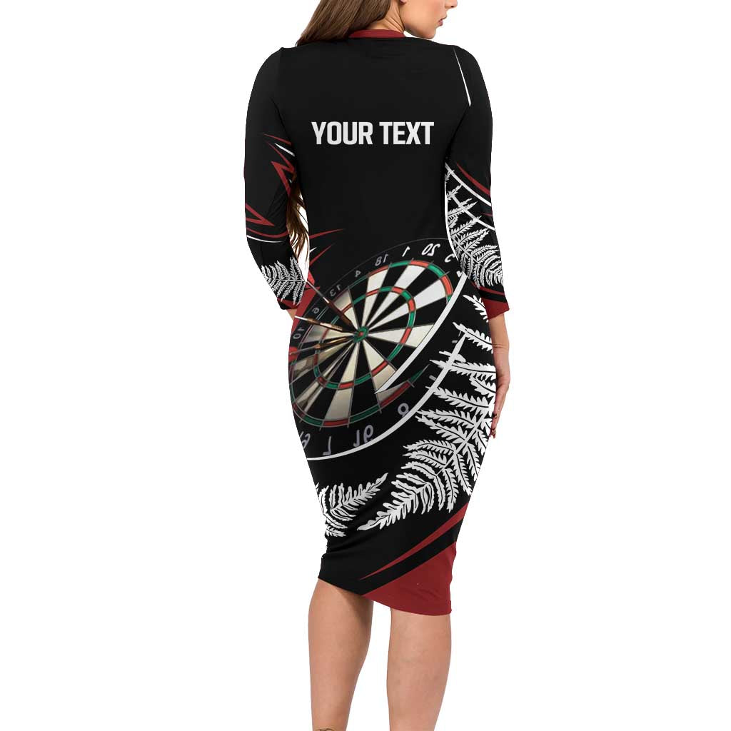 New Zealand Darts Personalised Family Matching Long Sleeve Bodycon Dress and Hawaiian Shirt Silver Fern Dynamic LT7 - Polynesian Pride