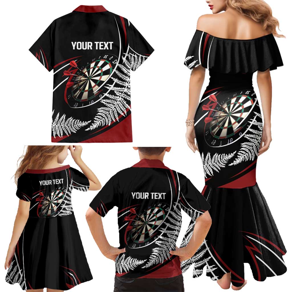 New Zealand Darts Personalised Family Matching Mermaid Dress and Hawaiian Shirt Silver Fern Dynamic LT7 - Polynesian Pride