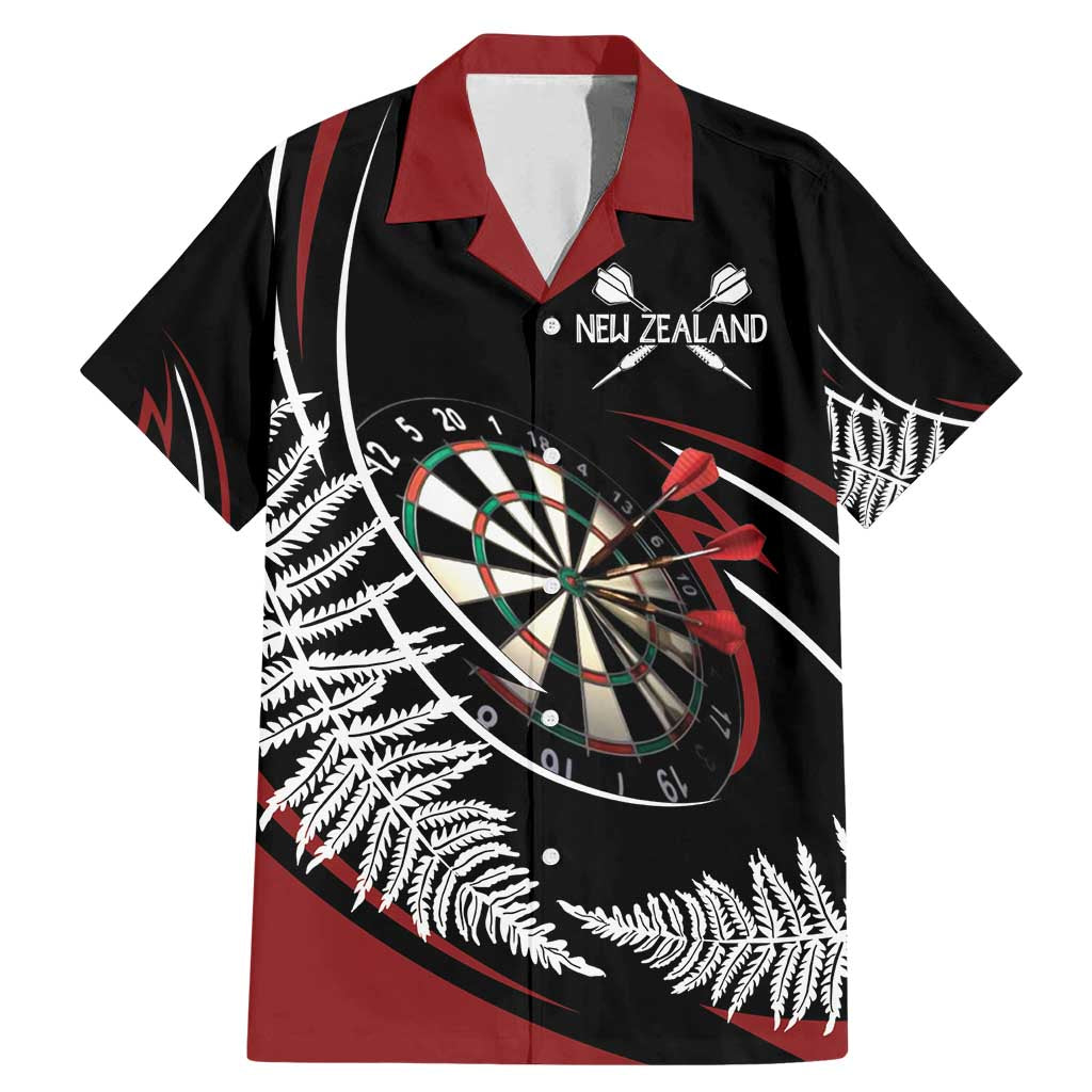 New Zealand Darts Personalised Family Matching Mermaid Dress and Hawaiian Shirt Silver Fern Dynamic LT7 Dad's Shirt - Short Sleeve Red - Polynesian Pride