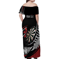 New Zealand Darts Personalised Family Matching Off Shoulder Maxi Dress and Hawaiian Shirt Silver Fern Dynamic LT7 - Polynesian Pride