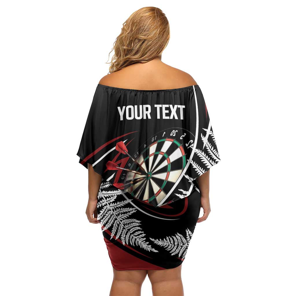New Zealand Darts Personalised Family Matching Off Shoulder Short Dress and Hawaiian Shirt Silver Fern Dynamic LT7 - Polynesian Pride