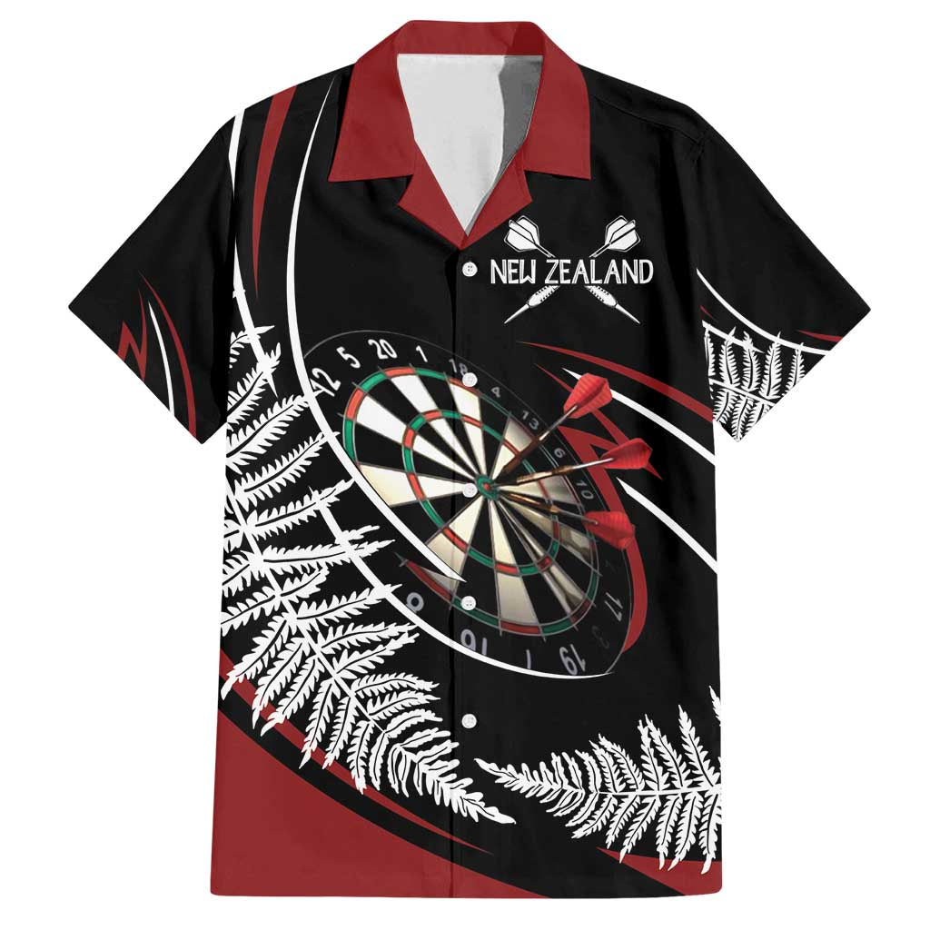 New Zealand Darts Personalised Family Matching Puletasi and Hawaiian Shirt Silver Fern Dynamic LT7 Dad's Shirt - Short Sleeve Red - Polynesian Pride