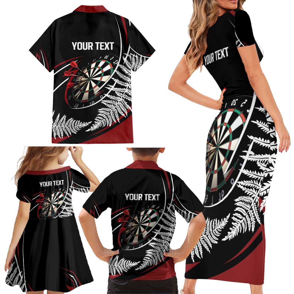 New Zealand Darts Personalised Family Matching Short Sleeve Bodycon Dress and Hawaiian Shirt Silver Fern Dynamic LT7 - Polynesian Pride