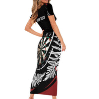 New Zealand Darts Personalised Family Matching Short Sleeve Bodycon Dress and Hawaiian Shirt Silver Fern Dynamic LT7 - Polynesian Pride